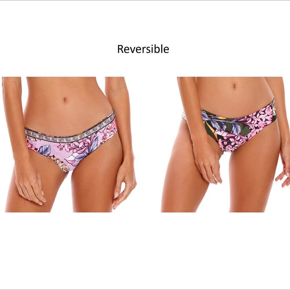 Agua Bendita Zoe Suki reversible bikini bottom swim green purple floral new 2X